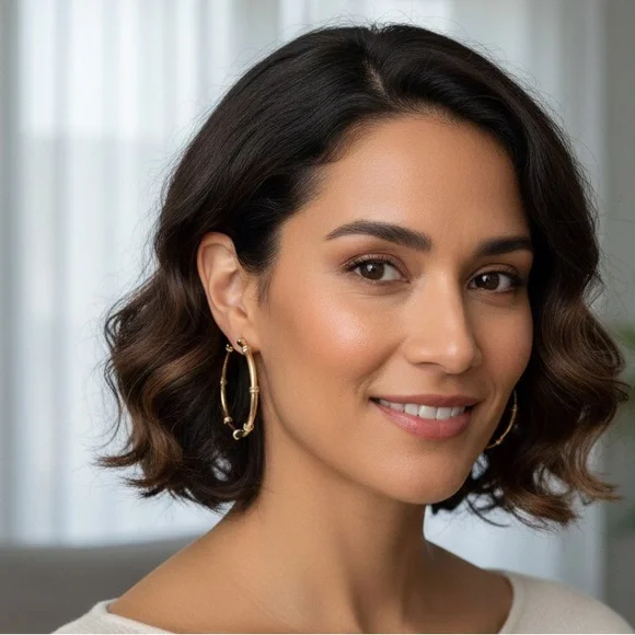 House of Harlow 1960 Gold Hoop Earrings - Picture 4 of 4